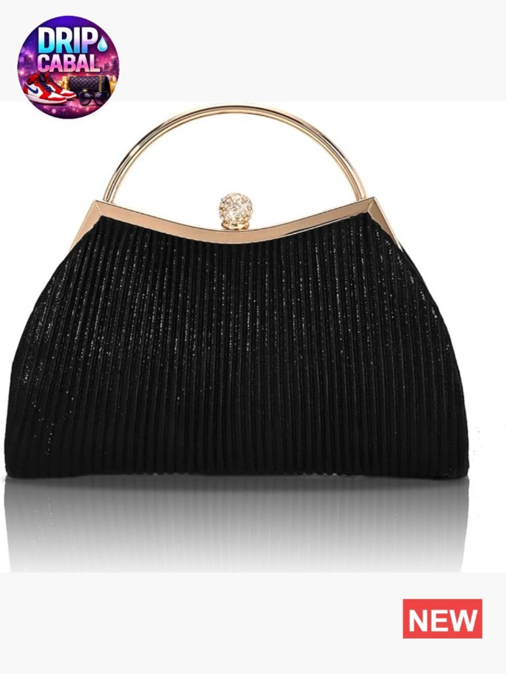 Sparkly Evening Clutch Purse Pleated Handbag with Detachable Chain for Wedding